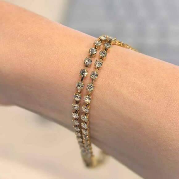 Heart Crystal Tennis Bracelet – Gold Tone - Picture 4 of 5